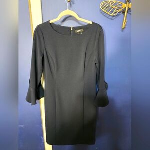 DKNY Women's Black Bell Sleeve Sheath Dress Size 8 Business Casual Comfy
